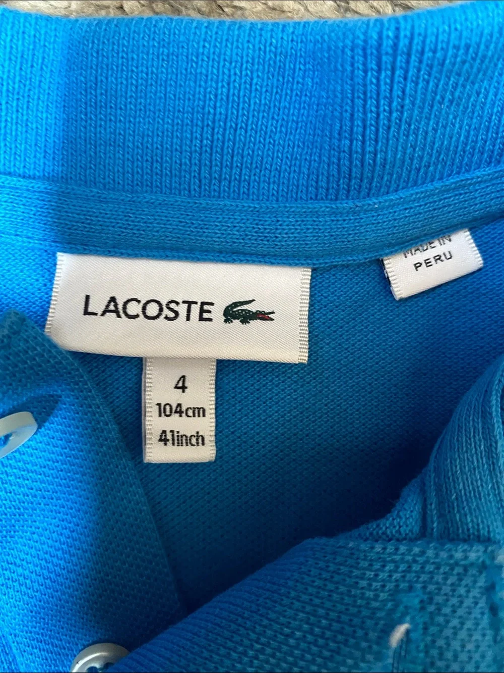 Lacoste Bright Blue Kids Polo with Signature Crocodile